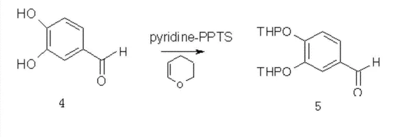 Complete reaction scheme showing Hoesch reaction, THP protection, Aldol condensation, Epoxidation, and Cyclization to Dihydroquercetin
