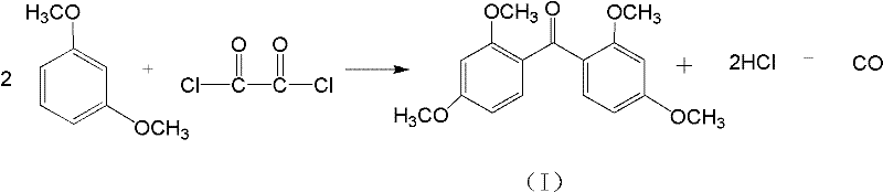 Reaction scheme showing the acylation of m-xylylene dimethyl ether with oxalyl chloride to form the tetramethoxy intermediate
