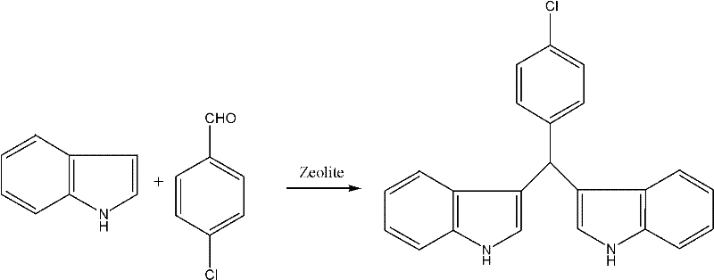 Specific synthesis example of 4-chlorophenyl-diindole methyl hydride using modified zeolite catalyst