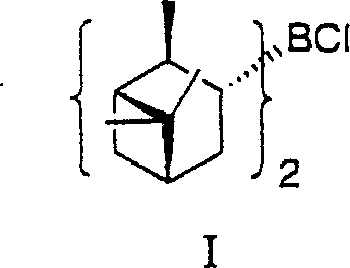 Chemical structure of Diisopinocampheylchloroborane (Formula I) showing the chiral borane core