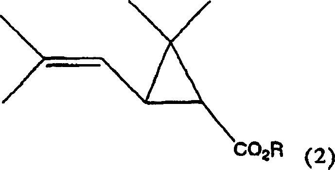 Chemical structure of Chrysanthemic acid ester reactant Formula 2