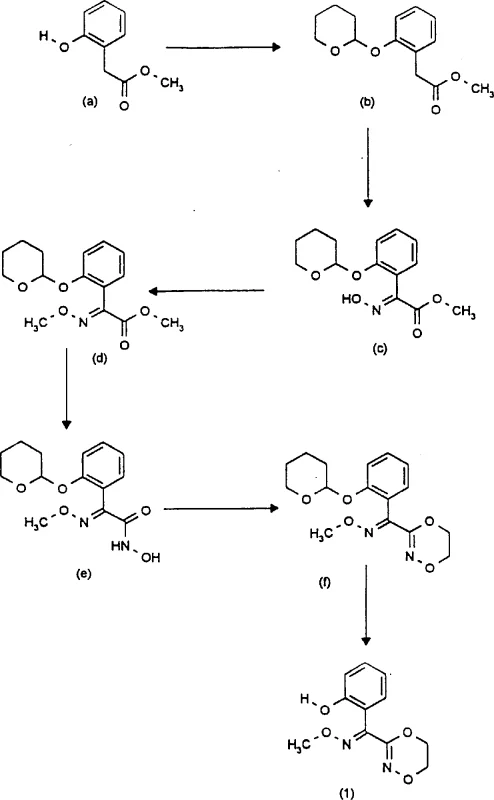 Conventional multi-step synthesis route for dioxazine intermediates showing protection and deprotection steps