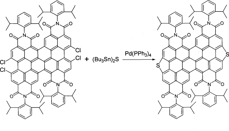High-yield Palladium-catalyzed synthesis of di-thia bridged diperylene compounds