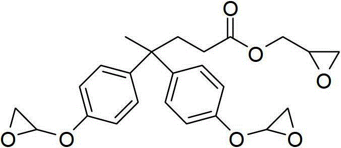 Chemical structure of diphenolic acid epoxy resin synthesized via epichlorohydrin reaction