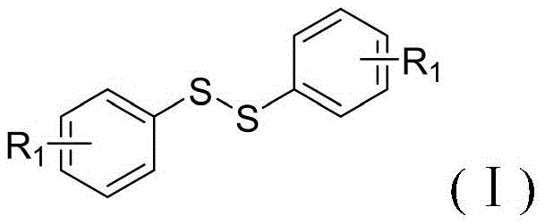 General structural formula of diphenyl disulfide compounds showing variable R1 substituents