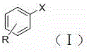 General structural formula of phenyl halide substrates showing variable substituents R and halogen X