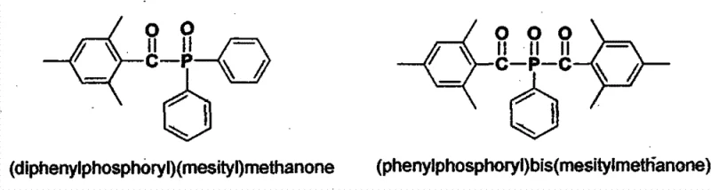 Chemical structures of diphenylphosphoryl(mesityl)methanone and phenylphosphoryl bis(mesitylmethanone)