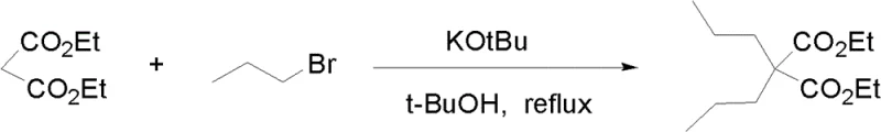 Specific synthesis pathway for diethyl 2,2-dipropylmalonate using potassium tert-butoxide and tert-butanol
