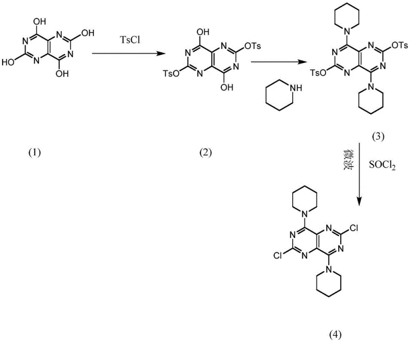 Novel synthetic pathway utilizing selective tosylation and microwave chlorination