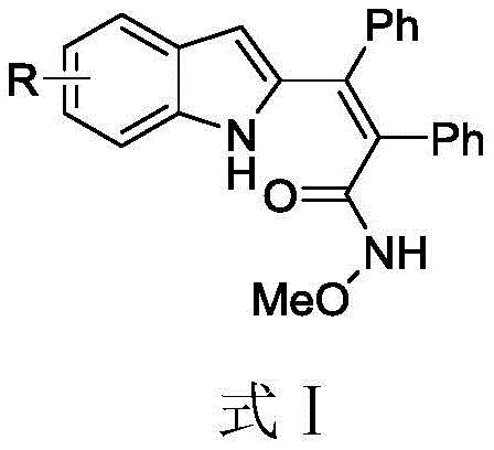 General structure of polysubstituted distyryl indole derivatives showing variable R substituents