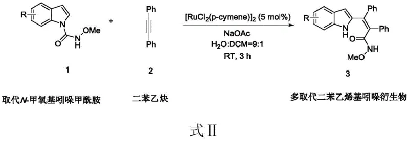 General reaction scheme showing the coupling of N-methoxyindole carboxamide with diphenylacetylene
