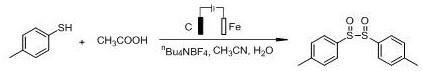 Electrochemical oxidation of p-toluene thiophenol to disulfoxide using acetic acid
