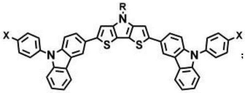 General chemical structure of dithieno pyrrole core hole transport materials with carbazole end groups