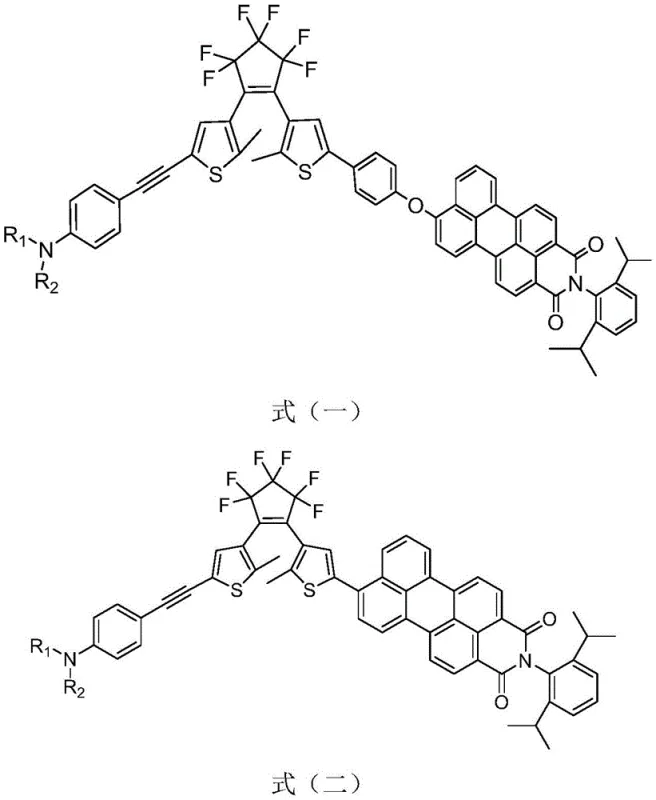 General chemical structures of Formula I and II showing the aniline-alkynyl and PMI units