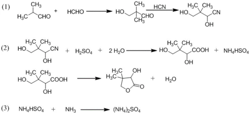 Novel synthesis route of DL-pantolactone using sulfuric acid hydrolysis and ammonia neutralization