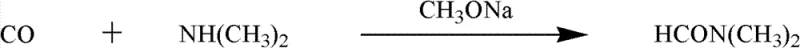 Traditional carbonylation reaction of dimethylamine with CO using sodium methoxide catalyst