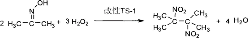 Main reaction pathway showing acetoxime conversion to DMNB using H2O2 and TS-1 catalyst