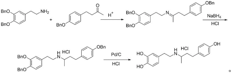 Conventional synthesis route using benzyl protection and Pd/C hydrogenation