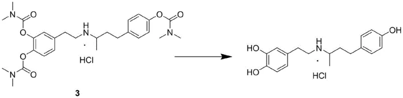 Final hydrolysis and salt formation step yielding Dobutamine Hydrochloride