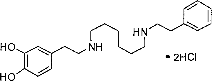 General structure of bis-arylmethyl protected Dopexamine Hydrochloride (Compound I) showing the ArCHR protection groups