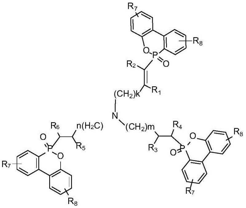 General molecular structure of the novel phosphorus-nitrogen flame retardant showing the DOPO and triallylamine framework