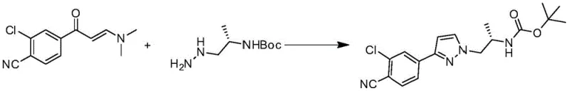 One-pot cyclization mechanism using chiral hydrazine derivative to form Compound 6