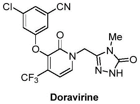 Chemical structure of Doravirine showing the key phenolic intermediate connection
