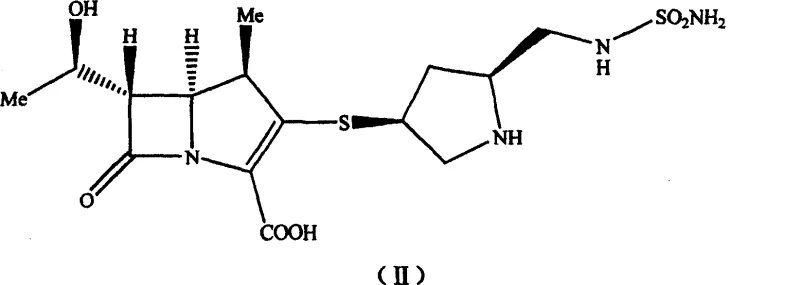 Chemical structure of Doripenem (S-4661) showing the 1β-methyl carbapenem core and sulfamoyl-pyrrolidine side chain