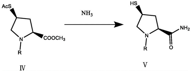 Reaction scheme showing the conversion of Compound IV to Compound V using ammonia gas