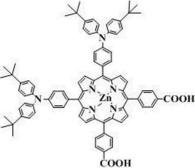 Specific example of a Zinc-complexed DD-pi-AA porphyrin derivative synthesized via the patented method