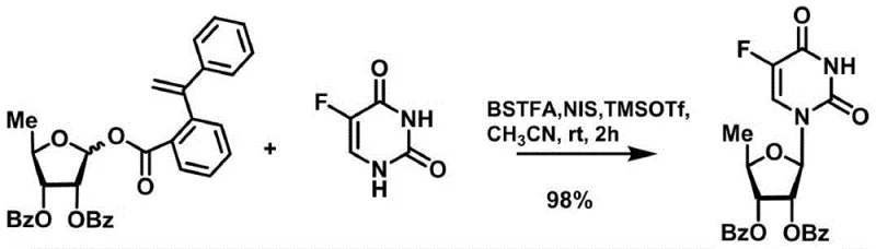 Novel catalytic glycosylation reaction showing 98 percent yield under mild conditions