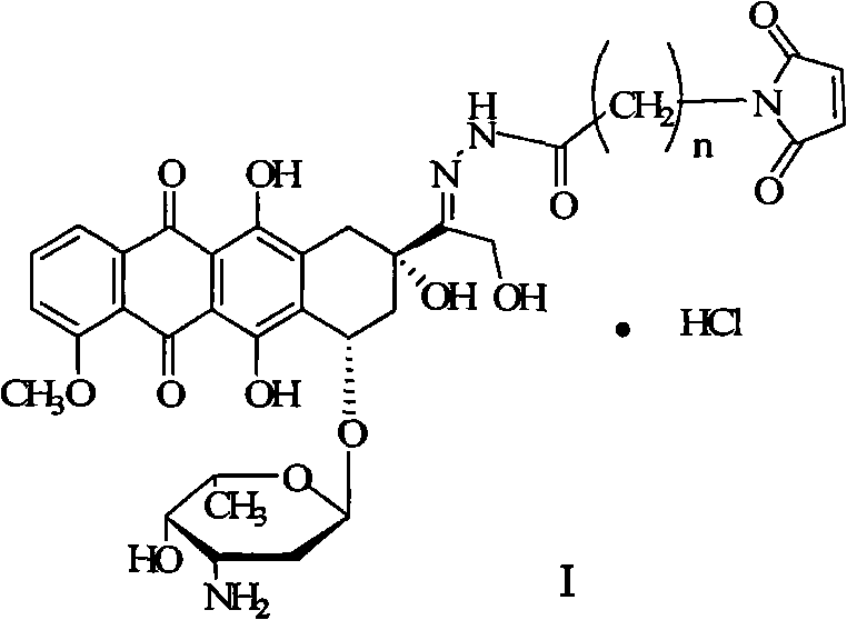 General structure of Doxorubicin 13-position hydrazone derivative Formula I