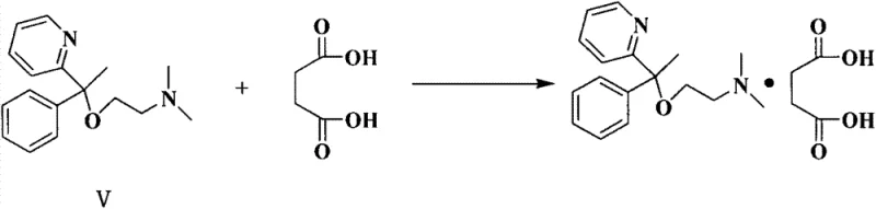 Final Salt Formation Reaction of Doxylamine with Succinic Acid to Produce Doxylamine Succinate