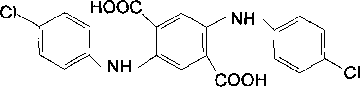 Structural formula of the final product 2,5-di(p-chloroanilino)-terephthalic acid