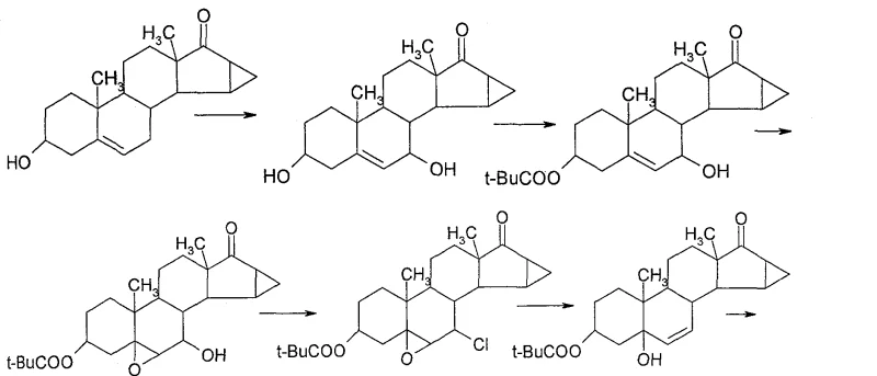 Prior art synthesis routes showing complex steps and low yield limitations