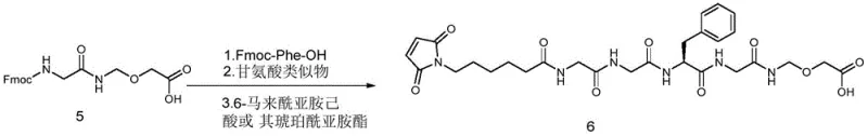 Schematic representation of the novel solid-phase synthesis route for the DS-8201 linker intermediate using Fmoc chemistry