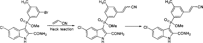 Final coupling reaction to synthesize IDX-899 intermediate Id using Heck reaction
