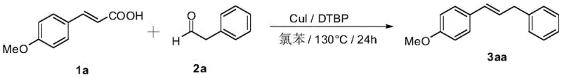 Optimized reaction conditions using Cuprous Iodide and DTBP yielding 81 percent