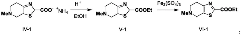 Reaction mechanism detailing the esterification and oxidative aromatization from the ammonium salt to the ethyl ester intermediate