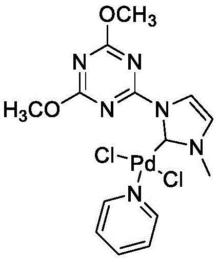Chemical structure of the specialized palladium pyridine catalyst complex used for high-efficiency synthesis