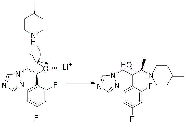 Reaction mechanism showing Lithium ion coordination to epoxide oxygen facilitating nucleophilic attack