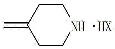 Chemical structure of 4-methylenepiperidine acid addition salt showing the HX counterion