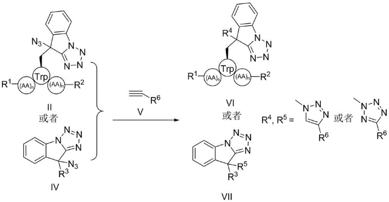 Dipolar cycloaddition reaction for synthesizing derivatized products from azide intermediates
