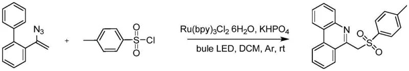 Conventional Ruthenium-catalyzed photoredox synthesis of phenanthridines showing high cost and equipment requirements