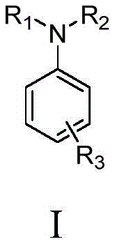 General structural formula I for electrochemical synthesis of aromatic amines showing variable substituents R1, R2, and R3