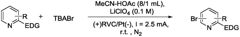 Reaction principle and mechanism of electrochemical bromination of pyridine derivatives
