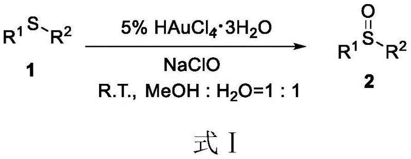 Conventional gold-catalyzed oxidation of thioethers using sodium hypochlorite