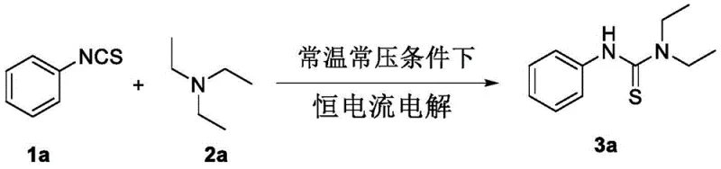 Specific synthesis example of thiourea derivative 3a from phenyl isothiocyanate and triethylamine