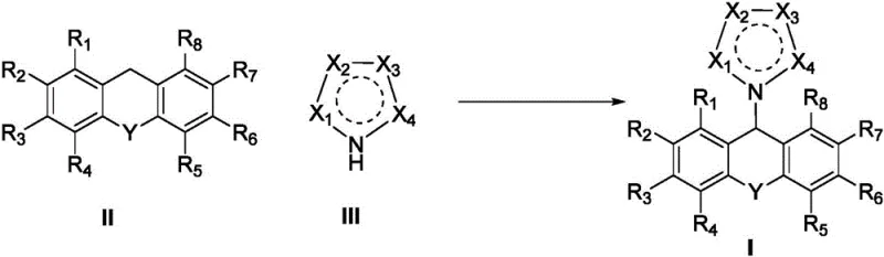 General reaction scheme showing electrochemical coupling of xanthene and azole
