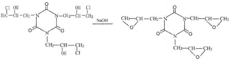 Reaction mechanism for the cyclization of the intermediate to form Triglycidyl Isocyanurate using Caustic Soda